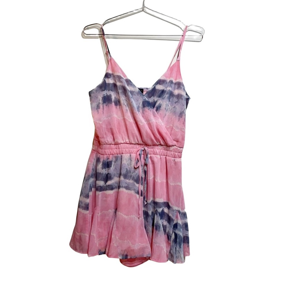 Trixxi Pink and Purple Tie-Dye One Piece Size M. Ruffles Jumpsuit Flowy